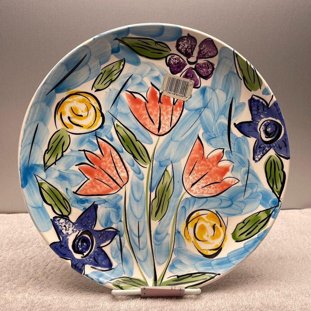 NWT Strata Group Giverney Blue Floral 11" Dinner Plate, Hand-Painted Portugal